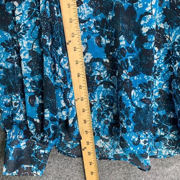 Anthropologie Sheer Printed Peasant Blouse Size XS‎ Floral - Picture 5 of 9